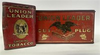 2 Union Leader Cut Plug Tobacco Tins