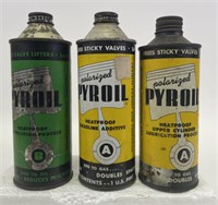 3 Vintage Pyroil Oil Pint Cans