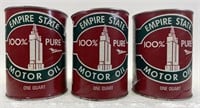3 Empire State Motor Oil NOS One Quart Cans