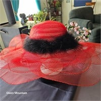 Vintage Layered Wide Brim Sun Church Event Hat