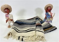 1970's Mexican Serpico Blanket Vest & Paper Mache