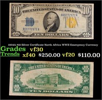 1934A $10 Silver Certificate North Africa WWII Eme