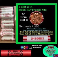 THIS AUCTION ONLY! BU Shotgun Lincoln 1c roll, 198