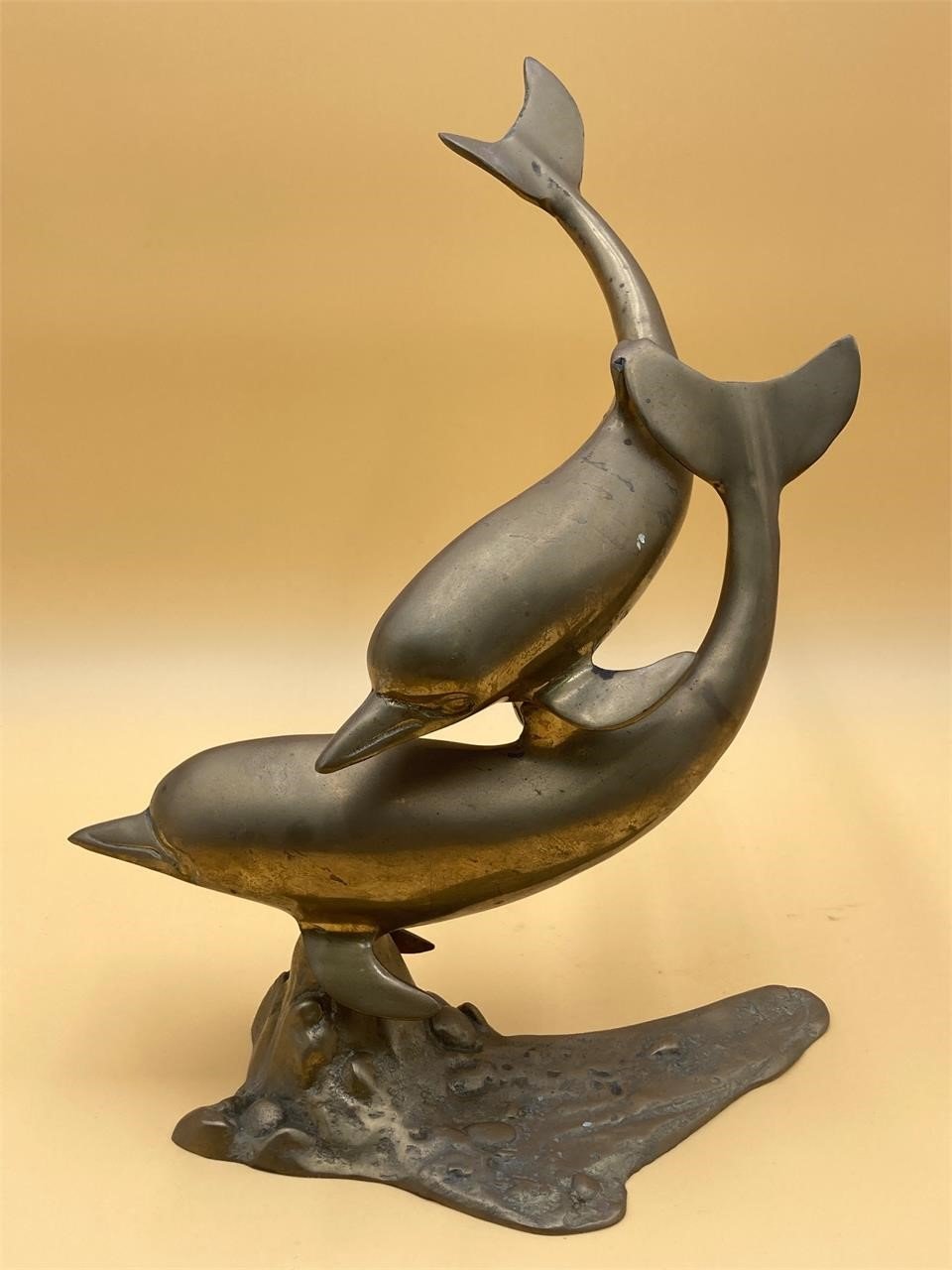 14.5” Brass Dolphins Statue
