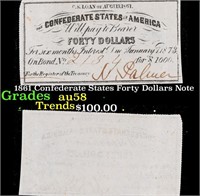 1861 Confederate States Forty Dollars Note Grades