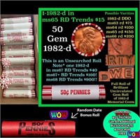 THIS AUCTION ONLY! BU Shotgun Lincoln 1c roll, 198