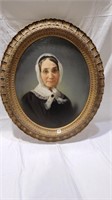 32x28 authentic 1800s oil on canvas lady in white