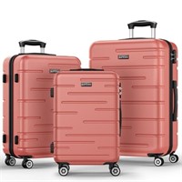 E1039  3Pc Hardside Luggage Set Rose Gold