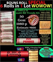 THIS AUCTION ONLY! BU Shotgun Lincoln 1c roll, 198