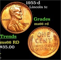 1955-d Lincoln Cent 1c Grades GEM+ Unc RD