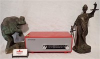 WOOD FROG, BRASS LADY JUSTICE, RED CROSLEY RADIO