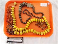 ASSORTMENT OF BEADED NECKLACES, SOME RAW AMBER