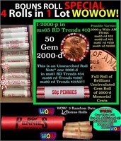 THIS AUCTION ONLY! BU Shotgun Lincoln 1c roll, 200