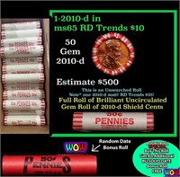 THIS AUCTION ONLY! BU Shotgun Lincoln 1c roll, 201