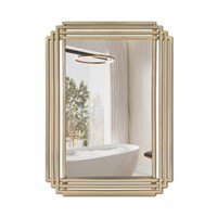 POZINO Brushed Gold Wall Mirror, Gold Bathroom Mi