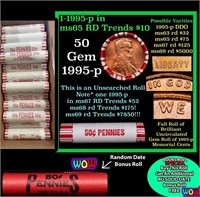 THIS AUCTION ONLY! BU Shotgun Lincoln 1c roll, 199