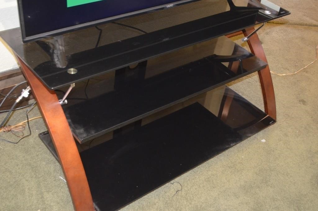 3 Tier TV Stand with Glass Shelves 44x20x21" Tall