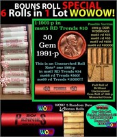 THIS AUCTION ONLY! BU Shotgun Lincoln 1c roll, 199