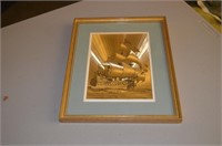 Gold Tone Ship Print 10x12"