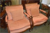 Lot of 2 Peach Formal Chairs with Claw Feet