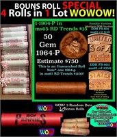 THIS AUCTION ONLY! BU Shotgun Lincoln 1c roll, 196