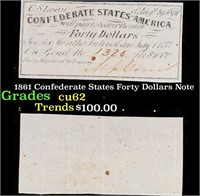 1861 Confederate States Forty Dollars Note Grades