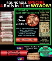 THIS AUCTION ONLY! BU Shotgun Lincoln 1c roll, 200