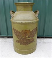 Painted Steel Milk Can with Eagle