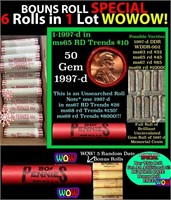 THIS AUCTION ONLY! BU Shotgun Lincoln 1c roll, 199