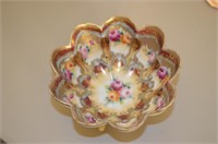 3 Footed Formal Hand Painted Serving Bowl