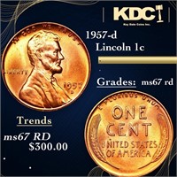 1957-d Lincoln Cent 1c Grades GEM++ Unc RD