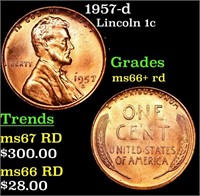 1957-d Lincoln Cent 1c Grades GEM++ RD