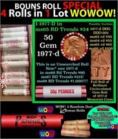 THIS AUCTION ONLY! BU Shotgun Lincoln 1c roll, 197