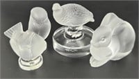 4 Lalique France Animal Figurines Paperweights