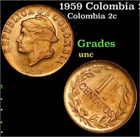 1959 Colombia 2 Centavos KM#214 Grades Brilliant U