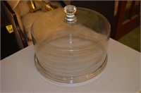 Heavy Glass LARGE Covered Cake Plate