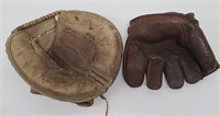 2 Vintage Baseball Gloves, 1 Rawlings 1 Wilson