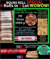 THIS AUCTION ONLY! BU Shotgun Lincoln 1c roll, 198