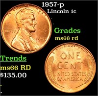 1957-p Lincoln Cent 1c Grades GEM+ Unc RD