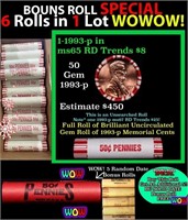 THIS AUCTION ONLY! BU Shotgun Lincoln 1c roll, 199