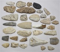 Group of Arrowheads, Scrapers, Parts & Pieces