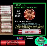 THIS AUCTION ONLY! BU Shotgun Lincoln 1c roll, 199