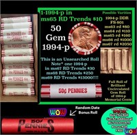 THIS AUCTION ONLY! BU Shotgun Lincoln 1c roll, 199