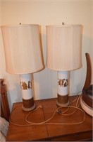 Pair of Gold Painted Lamps 30"