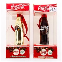 Lot 2 Vintage Coca Cola Mini Bottles - Gold & Full