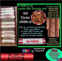 THIS AUCTION ONLY! BU Shotgun Lincoln 1c roll, 199