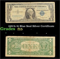 1957A $1 Blue Seal Silver Certificate Grades f+