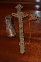 Copper Cross & Baby Shoe