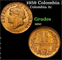 1959 Colombia 2 Centavos KM#214 Grades Brilliant U