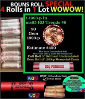 THIS AUCTION ONLY! BU Shotgun Lincoln 1c roll, 199